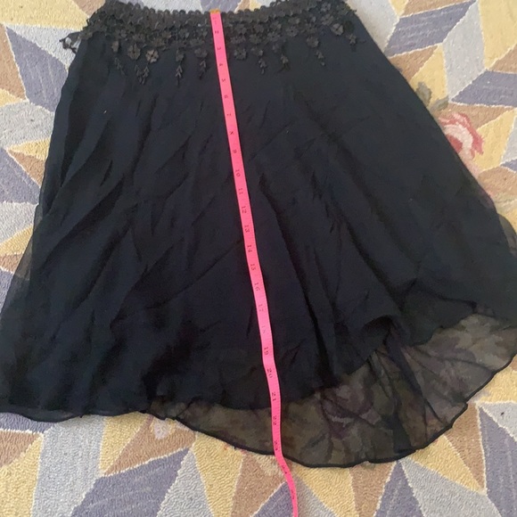 VINTAGE BETSEY JOHNSON BLACK SILK LACE ASYMMETRICAL MINI MIDI SKIRT XS S 4 NWT - Picture 6 of 9